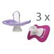 iiamo peace pacifiers 3-pack with 6 soothers in pink and purple